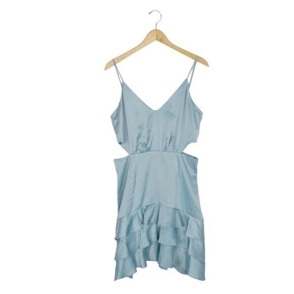 WAYF Mackenzie Cutout Tiered Ruffle Satin Mini Dress - Picture 6 of 8